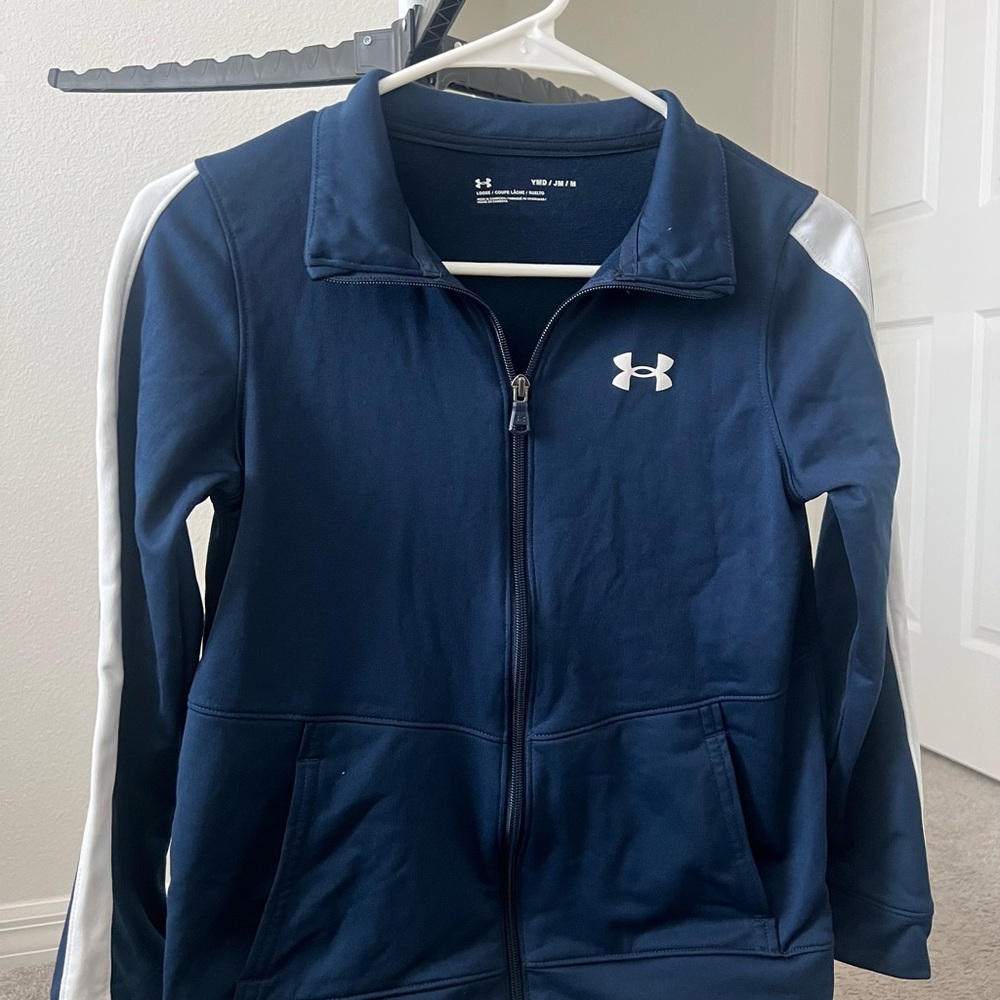 Under Armour Blue and White Sweatshirt with Full Zip